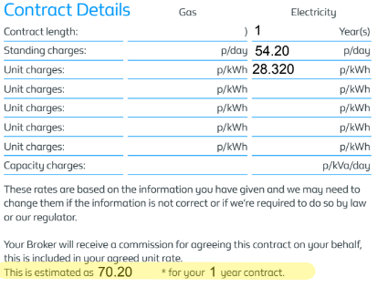 Business energy contract extract - broker commission